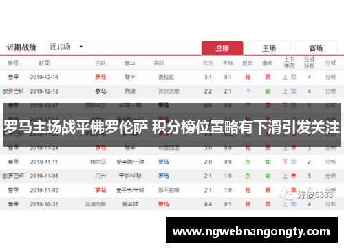 罗马主场战平佛罗伦萨 积分榜位置略有下滑引发关注